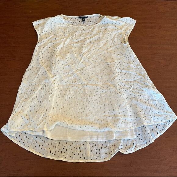 Eileen Fisher Confetti Hole T-Shirt White Cream Petite Small PS PP - Picture 9 of 13